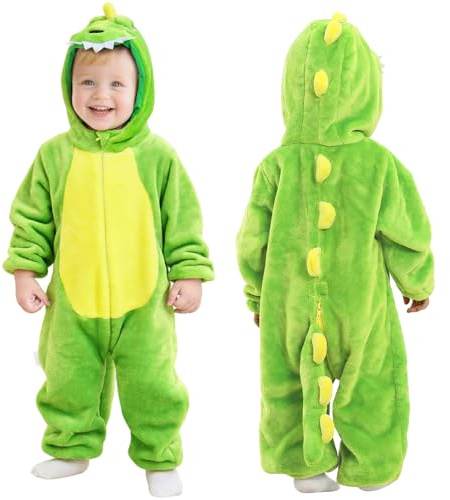Alaoo Baby Djursparkdräkt, baby sparkdräkt med huva spädbarn | Dinosauriedräkt med huva för barn, lämplig för karneval, halloween, fest, rollspel