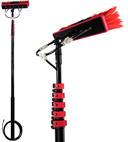 Kit per la pulizia delle finestre, spazzola telescopica alimentata ad acqua per tetti di verande e pannelli solari, detergente estensibile da 3,5 m a 9,5 m