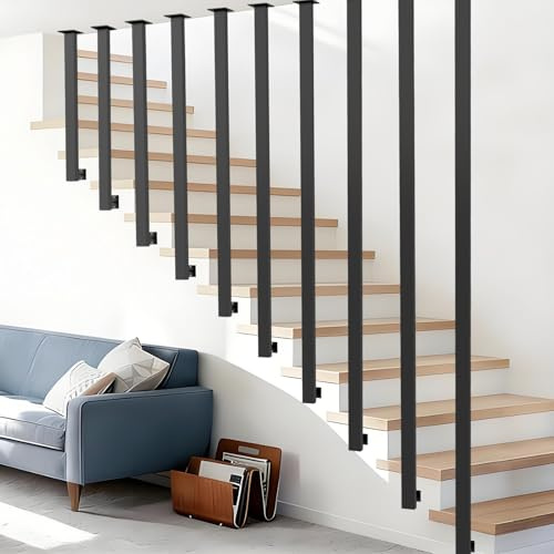 OVLRIJP Ledstång för trappor, svart inomhustrappa, kroppsskydd, metallräcke för villor, vindar, korridorer, balkonger (svart, 460 cm (160 x 2+140))