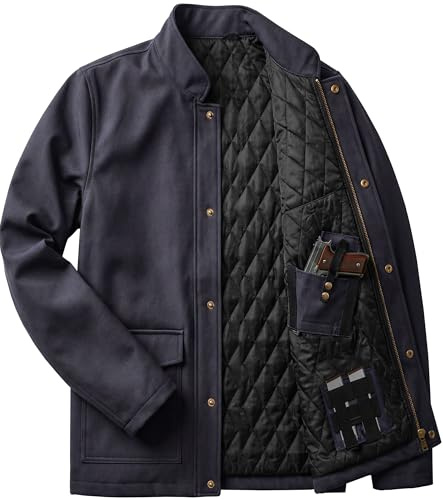 URBAN BUCK Concealed Carry Jacket Men Insulated Heavy-Duty Tactical Jacket with Pockets- Covert Grey Coat (L)