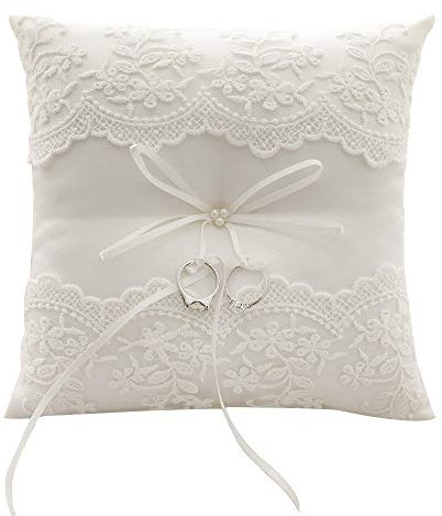 Gudotra Cuscino Portafedi Nuziali Cuscinetto per Fedi Nuziali Matrimonio Cerimonie Forniture per Decorazione della Festa Nuziale (Avorio)