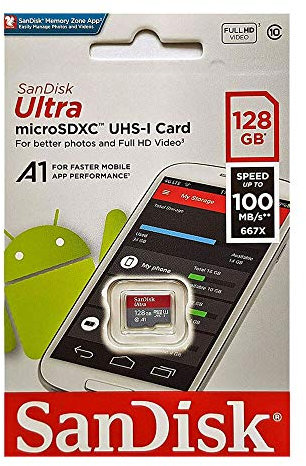 Sandisk SDSQUAR-128G-GN6MN Memoria Flash 128 GB MicroSDXC Clase 10 UHS-I - Tarjeta de Memoria (128GB, U1, C10, 128 GB, MicroSDXC, Clase 10, UHS-I, 100 MB/s, Class 1 (U1))