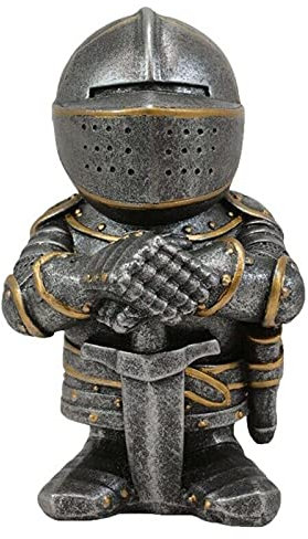 Knight Gnomes Guard Garden Gnome Ornaments Outdoor Medieval Crusader Knight Suit Statue Waterproof Resin Ornament for Yard Lawn Garden Decorations (B)