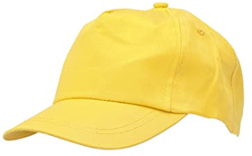 Gorra Beisbol para niño y niña, 5 Paneles de Vivos Colores. 100% algodón, con Orificios de ventilación y Cierre Ajustable de Velcro. Gorra Infantil, niñas y niños Entre 4 y 13 años (Amarillo)