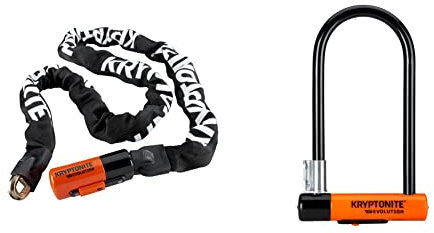 Kryptonite Evolution Series 4 1016 Kettenverschlusskette Mit Vorhängeschloss, schwarz, 13,4 cm & NEW-U - EVOLUTION STANDARD(10x22,9cm)
