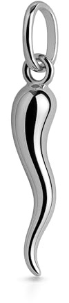 gioiellitaly Ciondolo Cornetto argento 925 gioiello pendente amuleto portafortuna uomo donna unisex scaramantico