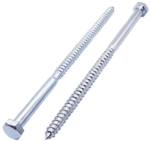 SKIR'CO (8 piezas) Tornillos de madera DIN 571 de acero galvanizado con cabeza hexagonal M12 x 300 mm, tornillos de coach, tornillos hexagonales