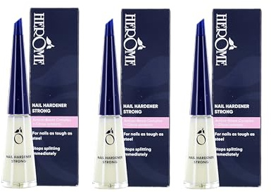 Herome Cosmetics - Nail Strengthener Strong 3-Pack, Nail Growth Treatment for Weak and Brittle Nails, Nail Care Essential, Nail Repair Must-Have, 3 * 10 ml