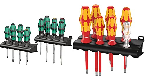 Wera Kraftform Big Pack 300, Schraubendreher Set 14-teilig, 05105630001 & 05006147001 160 i/7 Rack, VDE Isolierter Schraubendreher Satz, 7-teilig