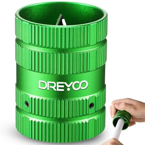 Dreyoo Deburring Tool for Copper/PVC Pipe, Plumbing Tools, 1/4'' to 1-5/8'' Inner Outer Pipe Reamer, Copper Tubing Cleaner, Hard Tube Chamfering Tool(Green)