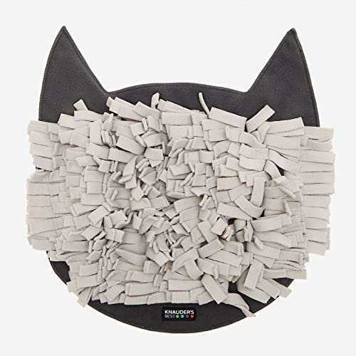 KNAUDER'S Best - Schnüffelteppich für Katzen in 46cm x 40cm - GRAU - Intelligenzspielzeug für Katzen aus Polar Fleece - Katzenspielzeug und Kuscheldecke - Weich und sanft - Cat Mate Made in Germany