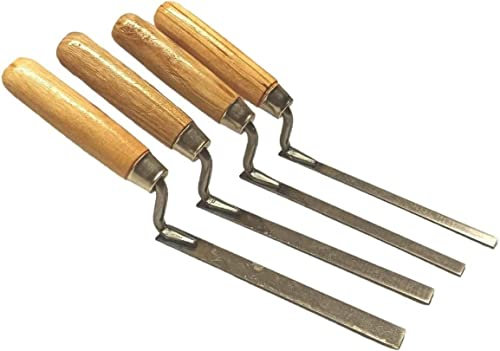 4 x Strong Finger Pointing Trowel Set 8 10 12 14 mm Flat Spring Carbon Steel Tuck with Wooden Handle (R4FTCH)