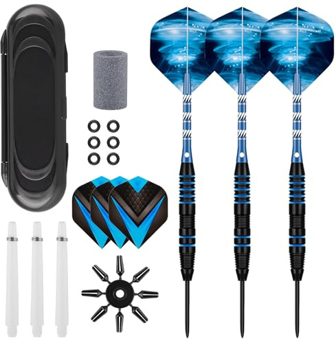 Deetenks 3 Piezas Juego de Dardos de Punta de Acero Kit de Set de Dardos de Metal de 22 Gramos Darts Dardos de Metal Profesionales para Tablero de Dardos