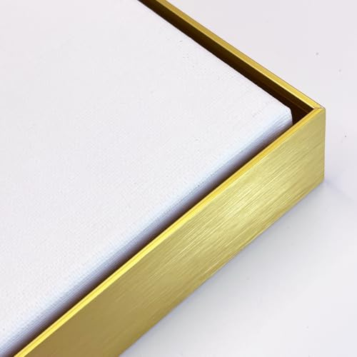 Akfado Floating Frame for 24x24 Canvas Paintings Prints, 1.5” Deep DIY Metal Floater Frame for Portrait Landscape Oil Paintings Art Show Gallery Wall Home Office Living Room Decor (Gold)