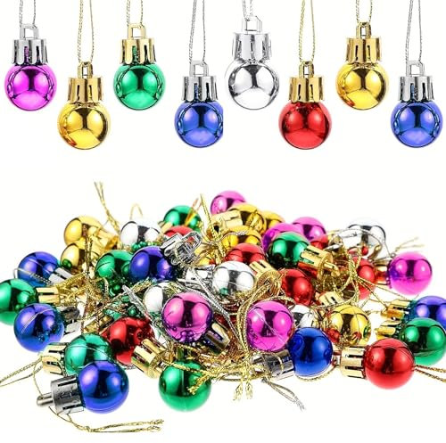 50Pcs Christmas Ball Ornaments Mini Christmas Baubles for Christmas Tree Decoraion Baubles Glitter Shatter proof Balls Hanging Ornaments for Xmas Holiday Party Home Decorations 0.79 Inch