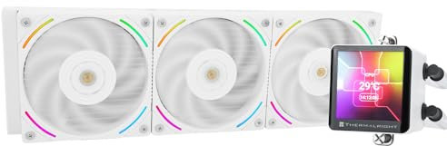 Thermalright Frozen Vision 360 - Enfriador de agua líquido blanco para CPU con ventilador PWM de 12 cm, pantalla LCD IPS de imagen cuadrada de 2.8 pulgadas, refrigeración por agua de CPU de