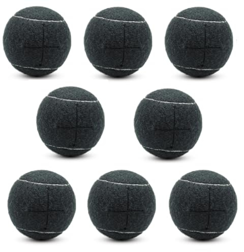 SHYUJAJIE 8 pelotas de tenis precortadas para patas de muebles y protección del suelo, almohadillas de fieltro resistentes y duraderas para sillas (negro)
