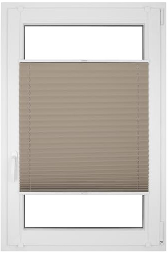 RENA Plissee ohne Bohren - Verdunklungsplissee - Klemmfix - Plisseerollo - Sonnenschutzrollo - Fensterdeko - Tan 70cm x 220cm