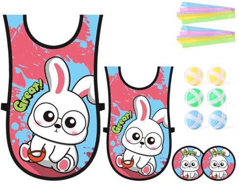 Zliger Klettbälle Wurfspiel, Klettballspiel für Kinder 3 in 1 Völkerballspiel Set Klettballspiel für Kinder ab 3 mit Sticky Ball Weste, Klettbälle, Bänder und Handklappen für Spielzeuge im Freien