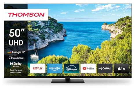 Thomson 50 Pollici (127cm) 4K Ultra HD Smart Google TV, Wi-Fi,Dolby Audio, HDR10, Bluetooth 5.1, Triple-Tuner (Cavo/Satellite/Antenna), HDMI, CI+, A+ Pannello - 50UG5C14
