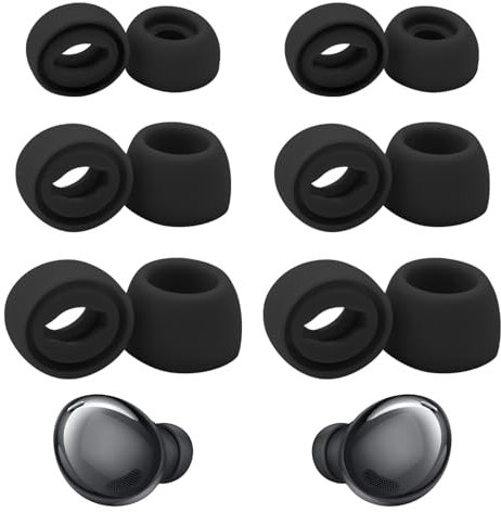 6 Pairs Replacement Ear Tips for Gal-axy Buds-Pro, Silicone Earbuds Cap Compatible with Sam-sung SM-R190 Non-Slip Rubber Eartips Earplugs with Filters,Noise Reduction Earplugs(S/M/L) (Black)