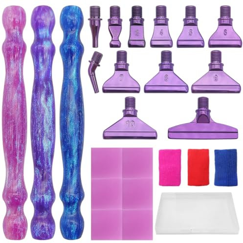 SENHAI Diamant-Kunststifte-Set, bunte Diamant-Malstifte, violette Metallspitzen, Schraubgewindespitzen, 5D-Diamantkunst-Zubehör, Werkzeuge für DIY-Malerei, Handwerk, 24 Stück
