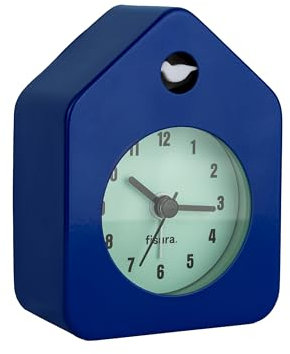Fisura – Mini-Häuschen Wecker blau. Analoger Wecker ohne Ticken, origineller Wecker. Kleiner Wecker. Maße: 9,7 cm x 7,3 cm x 4,5 cm. Betrieb: 1 AA-Batterie