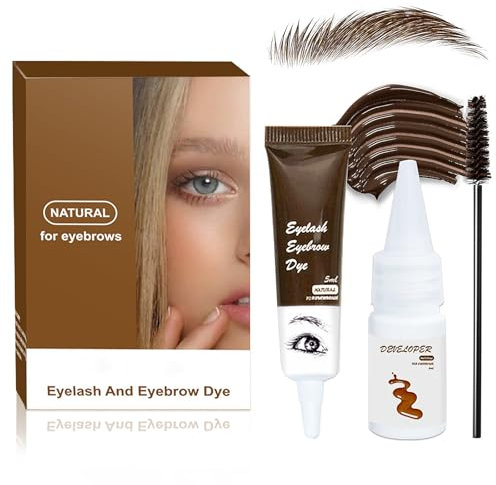 NLFOX 2-in-1 Eyebrow Dye Kit - Eyelash Tint & Eyebrow Tint Dark Brown - Natural Eye Lash and Brow Tint - Dark Brown Eyelash Dye Last to 4 Week - Waterproof Brow Dye Fast Colouring