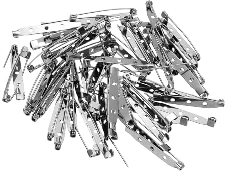 PATIKIL 50Pcs Épingles De Sécurité, 40mm De Sécurité Barrettes À Badge en Vrac Bandes À Dos Plat Large pour Vêtements DIY Artisanat, Noir