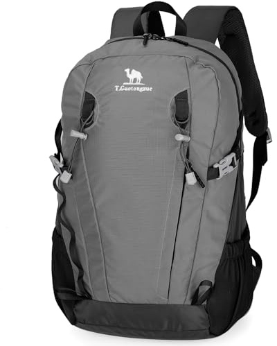 Outplea 30L Sac à Dos Randonnée Homme Femme, Grand Sac à Dos Sport pour Camping, Sacs a Dos Antivol Sacs a Dos Voyage Etanche pour Escalade, Gris