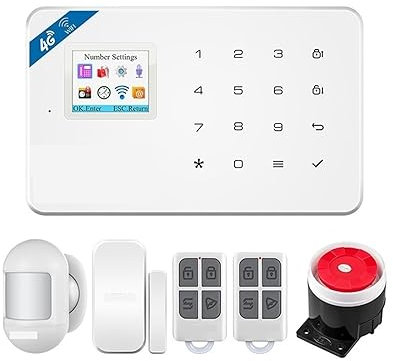 Système de sécurité Domestique Système d'alarme Domestique Intelligent 4G, GSM, détecteur de Mouvement, détecteur de cambriolage for des Actifs précieux(KIT 1)