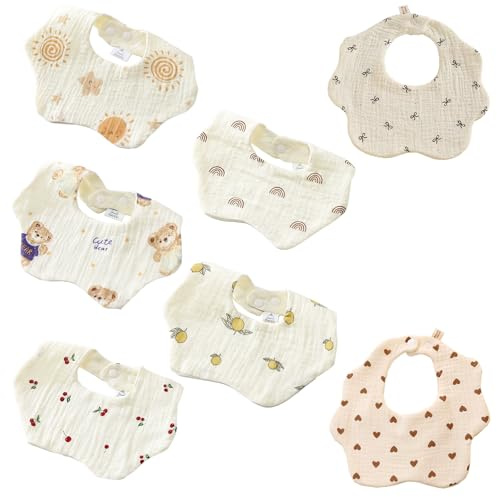 Xgvzs 8 st dregelhaklappar babyhaklappar 0-6 månader bomull mjuk våg baby bandana dregel haklappar spädbarn tandsprickning haklapp för unisex flickor pojkar småbarn