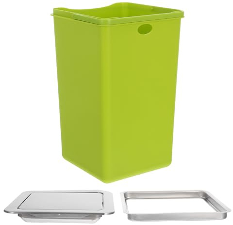 BESPORTBLE Cubo de Basura Empotrado de Encimera Acero Inoxidable con Tapa Abatible Integrada Papelera de Cocina y Baño Compacta para Hoteles y Hogares Ahorro de Espacio y Apertura Suave