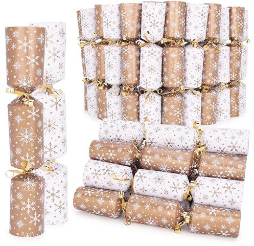 RSW 50 Christmas Crackers 10 Gold Snowflake Catering New Year Party Bulk Xmas