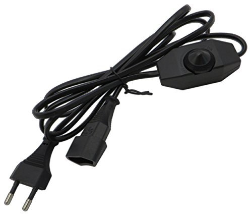 LED Dimmer 1-60 Watt mit 2m Kabel (Stecker + Buchse) stufenlos dimmbar/dimmen (Schnur-Drehdimmer) für LED Leuchtmittel - Dimmschalter Schnur-Zwischendimmer (schwarz)