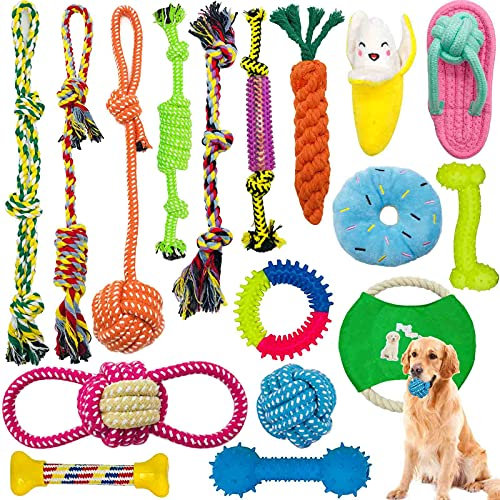 AMAYGA 17-teiliges Hundespielzeug-Set,Langlebiges Hundespielzeug für Welpen/kleine Hunde,Kauspielzeug,ungiftig, geruchlos, langlebig, für die Reinigung von Zähnen