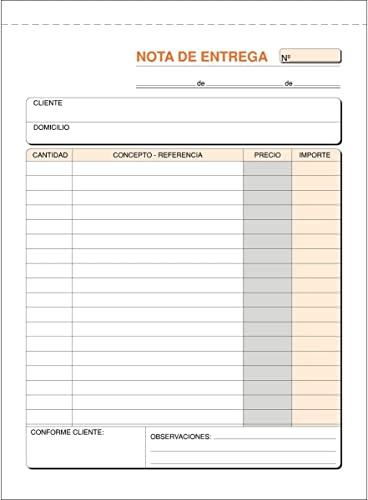 CABLEPELADO Lieferscheinheft | Lieferscheinbuch | Original + 1 Kopie | Selbstdurchschreibend | verleimt mit Schnittmatrix | 14,8 cm breit x 21 cm hoch | Spanisch | 25 Sets (50 Blatt)