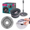York Wischmopp Set Mit Eimer Bodenwischer Mit Auswringfunktion Mikrofaser Moppkopf Wischsystem Teleskopstiel Roll&Up Grau Rosa