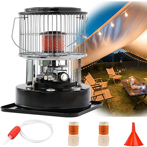 fikujap Pavillon de pétrole 6L pour intérieurs, radiateur à Essence Portable 2600 W, Chauffage de Chauffage à 360 ° All-Roun