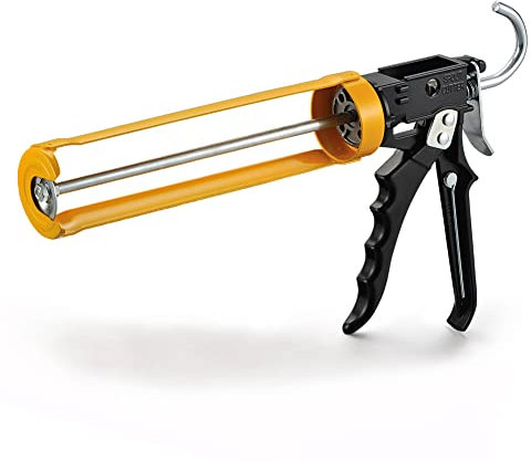 SANJIAN Caulking Gun, 12:1 Thrust Ratio, Professional Caulk Tool Gun, Adjustable Hand Caulking Guns for Silicone & Sealant Application, Less-Dripping Smooth Rod for 10oz Caulk Tubes