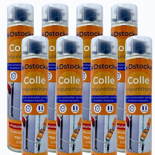 DSTOCK60-8 colles de montage polyuréthane pistolable - Colle polyuréthane non expansive - Pour le collage et montage de matériaux isolants, panneaux XPS et EPS, rouleaux d'étanchéité toiture bitume