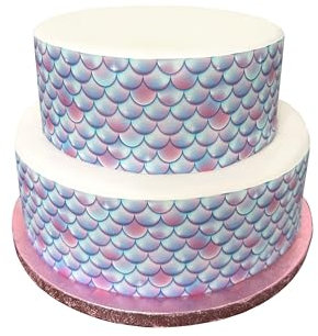 Orange Trading Dartmouth LTD A4 Edible Decor Icing Sheet Mermaid Scales Border Edible Cake Topper Decoration