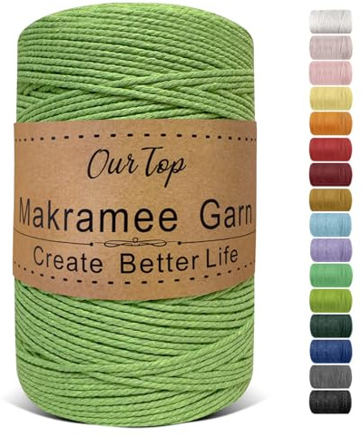 OurTop Hilo Macrame, 2mm x 500m Cuerda Macrame de Cordon Macrame Hilo de Macramé para Manualidades, Colgar de La Pared, Decoración Bohemia, Verde