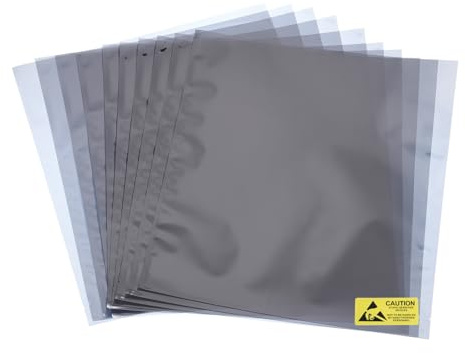 MECCANIXITY 10Pcs Anti Static Bags ESD Shielding Bag Flat Open Top Anti Static Bag for Electronic Devices 15x15.7 Inch(380x400mm)