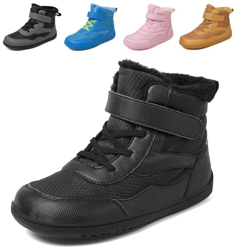 Hitopteu Kids Snow Boots Boys Girls Winter Boots Warm Barefoot Boots Kids Label Size 31 Black Child 12.5