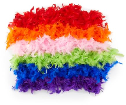 Zink Lot de 6 Boas en Plumes Colorés - 6 Boas en Plumes Duveteux pour Déguisements, Cadeaux de Fête, Photomatons, etc.
