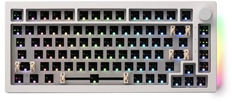 Akko 5075B Barebones Keyboard Kit,2.4Ghz/Bluetooth 5.0/USB Wired Gaming DIY Kit,VIA Programmable,Hot Swappable Custom Keyboard Kit,4500mAh Battery,South-Facing RGB for Win/Mac(US Layout,White)