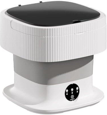Faltbare Mini Waschmaschine 12L – Tragbare Kleine Mobile Waschmaschine mit 3 Waschmodi, Abflussrohr & Schleuderkorb – Kompakt, Leise & IPX4 Wasserdicht – für Reisen, Apartments & Camping (EU-Stecker)