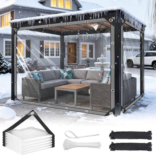 Clear Tarp with Grommets 3x6ft Clear Tarps Heavy Duty Waterproof 14 Mil Thickened PVC Tear-Resistant Reinforced Edges Clear Plastic Vinyl Tarp for Patio Chicken Coop Cover Greenhouse Plant Enclosure