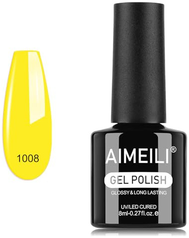 AIMEILI UV Nagellack Gelb Neon 8ml Color Gel Soak Off UV&LED Farbgel für Nägel Neon Gelb Gellack UV Gel Nagellack Gelnägel Nailart - 1008